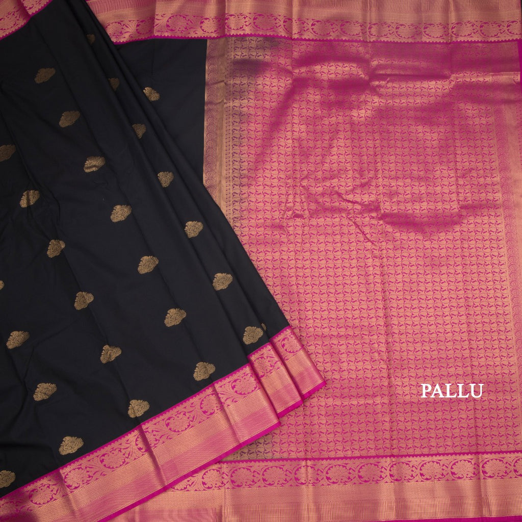 Art Silk Black Zari Worked Saree 02