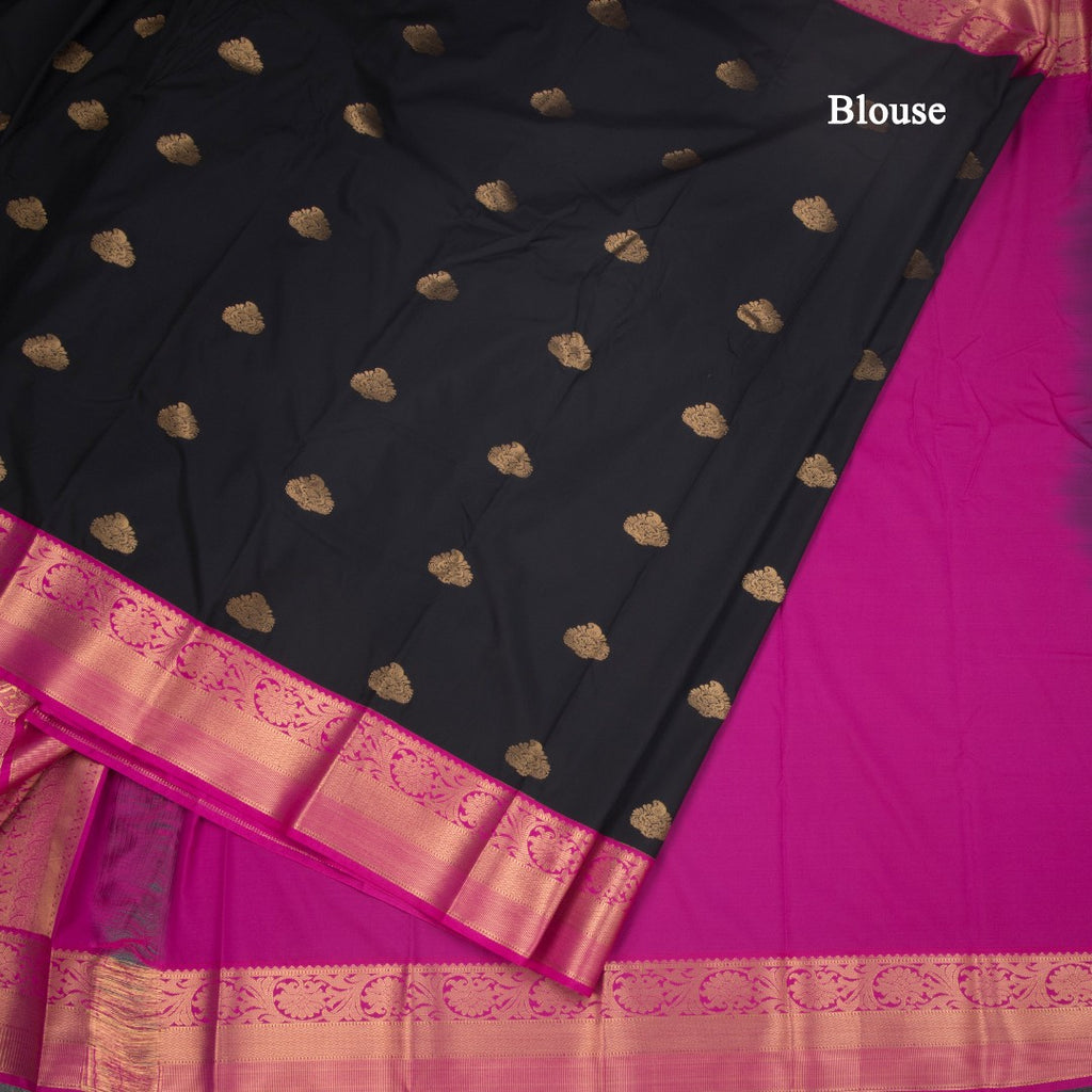 Art Silk Black Zari Worked Saree 02