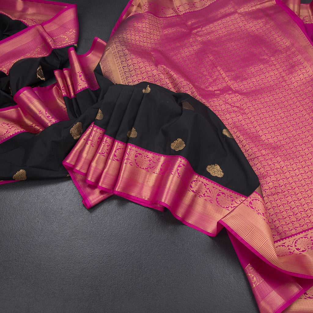 Art Silk Black Zari Worked Saree 02