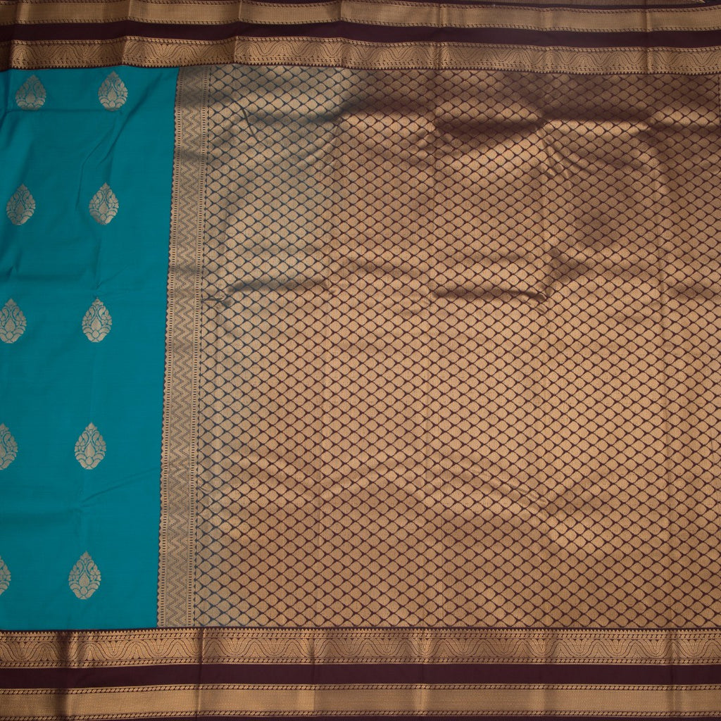 Art Silk Peacock Blue Zari Worked Saree