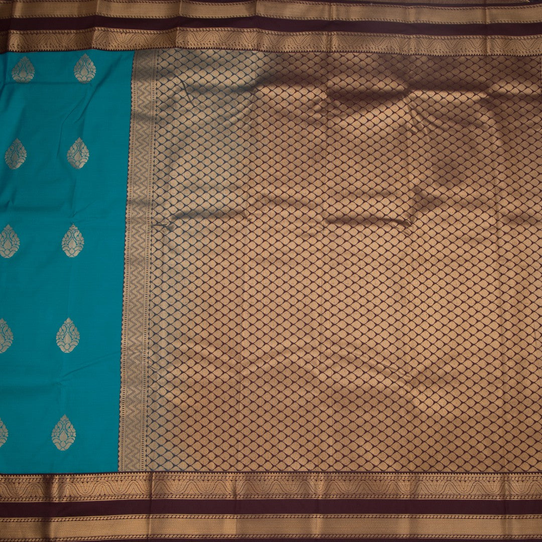 Art Silk Peacock Blue Zari Worked Saree