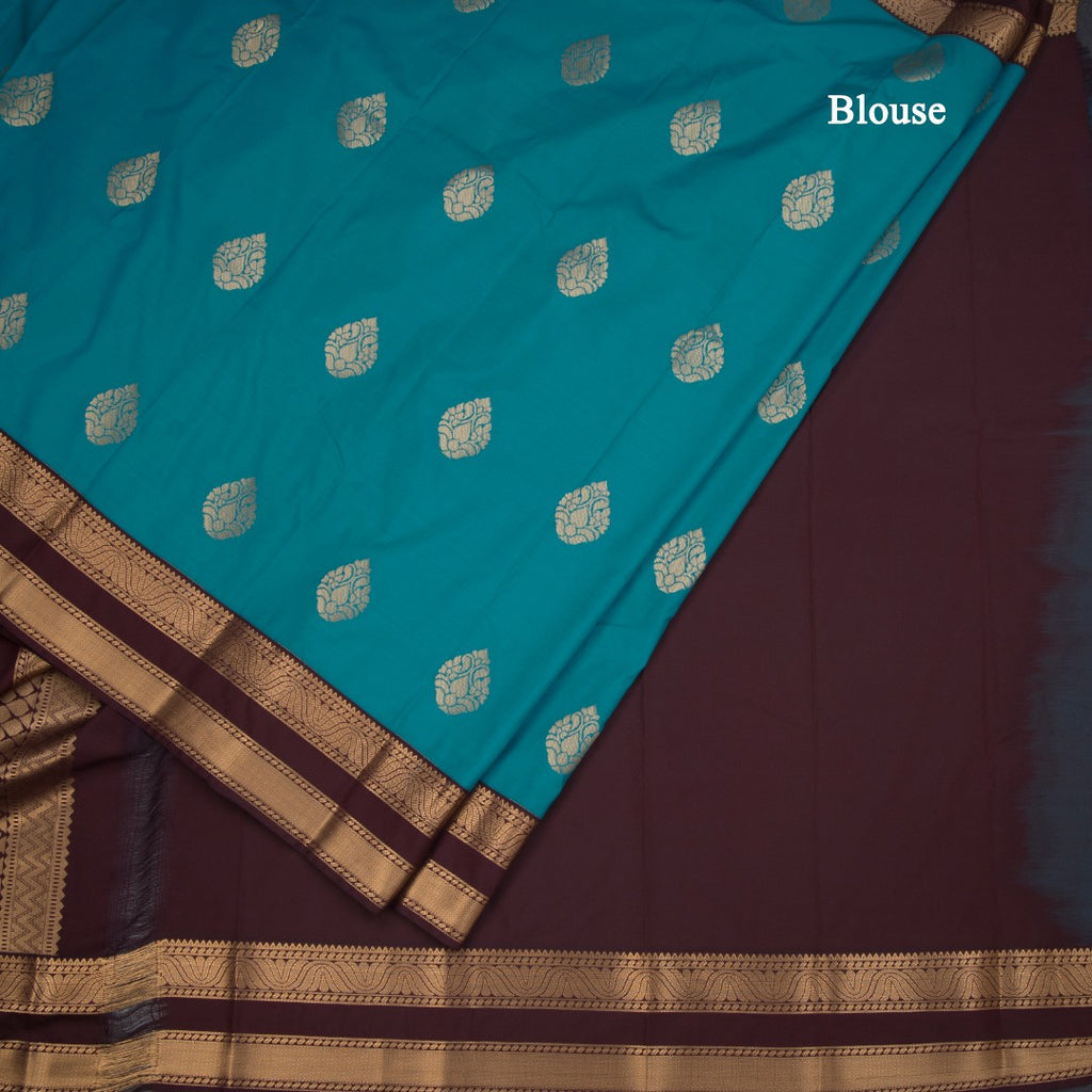 Art Silk Peacock Blue Zari Worked Saree