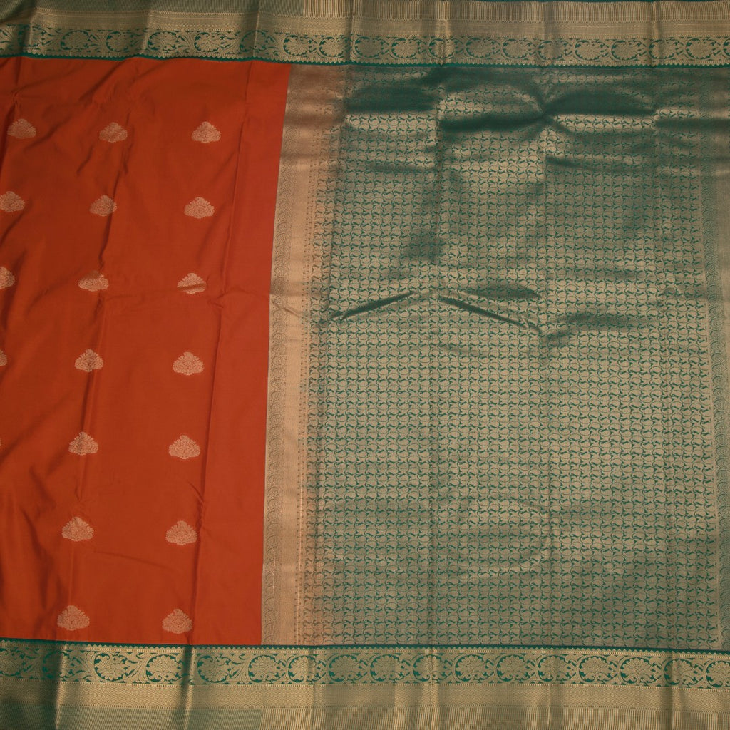 Art Silk Rust Orange Zari Worked Saree