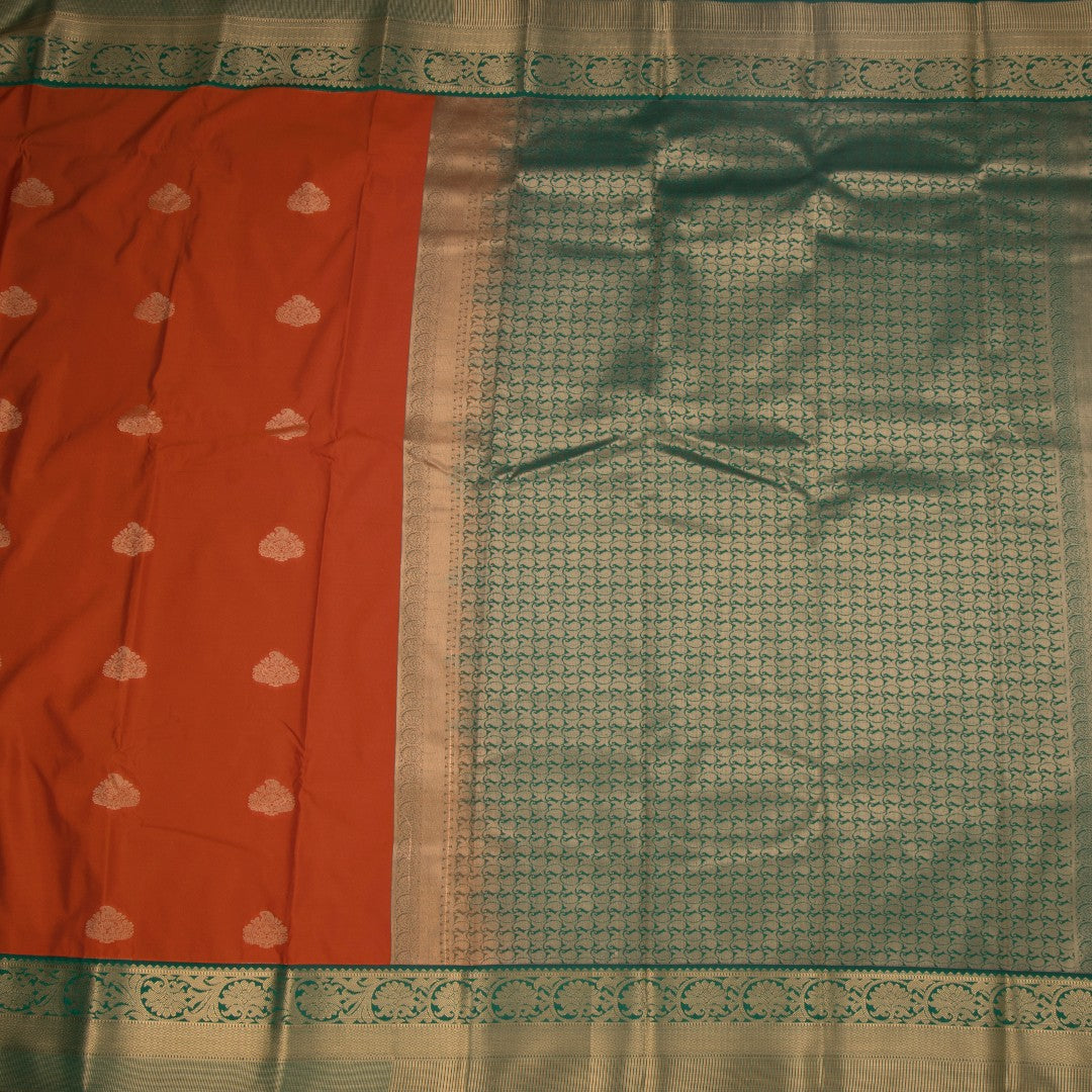 Art Silk Rust Orange Zari Worked Saree