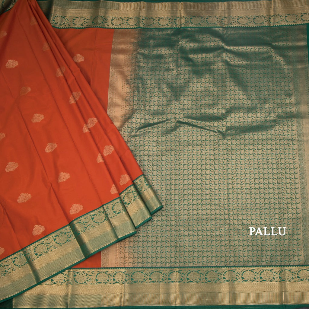 Art Silk Rust Orange Zari Worked Saree