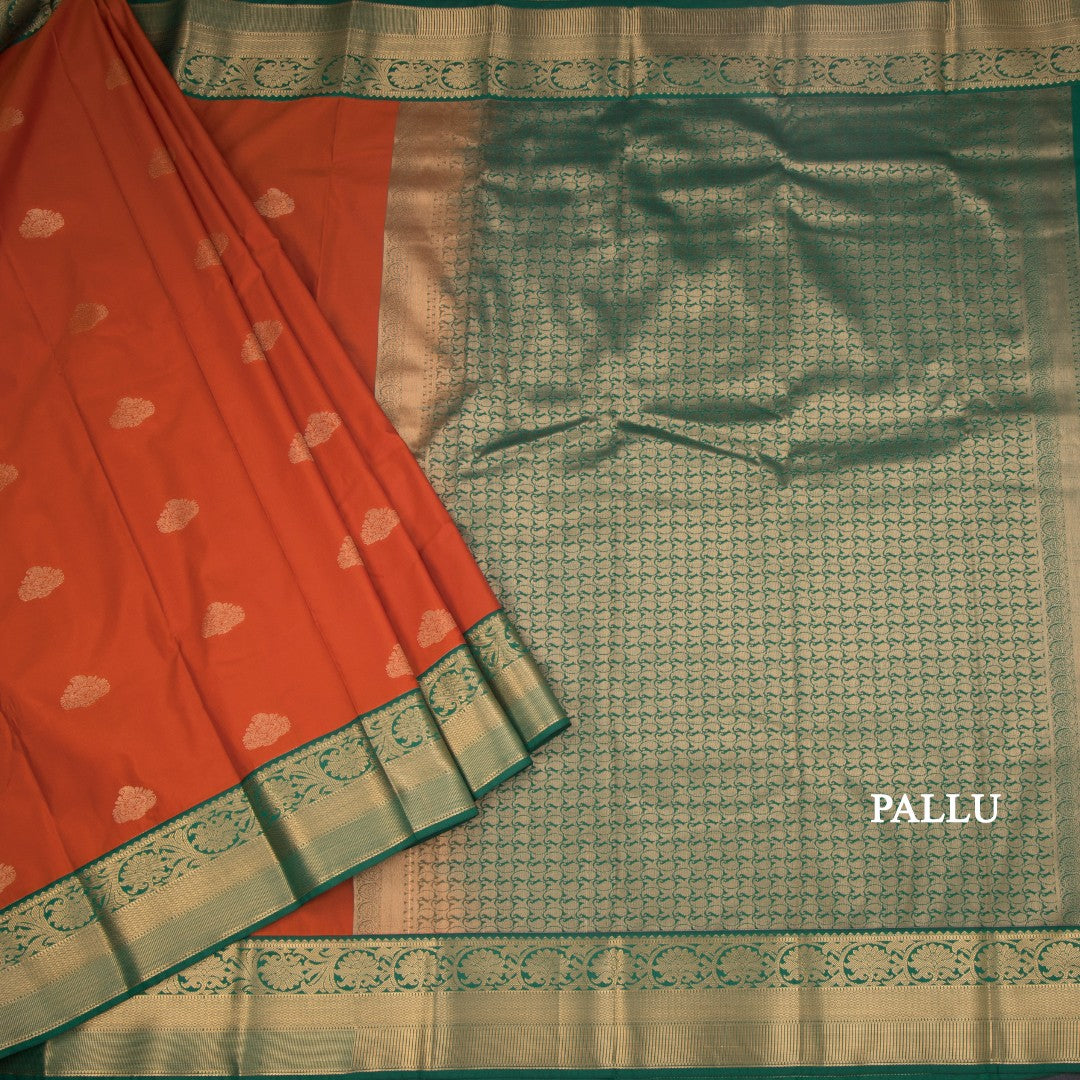Art Silk Rust Orange Zari Worked Saree