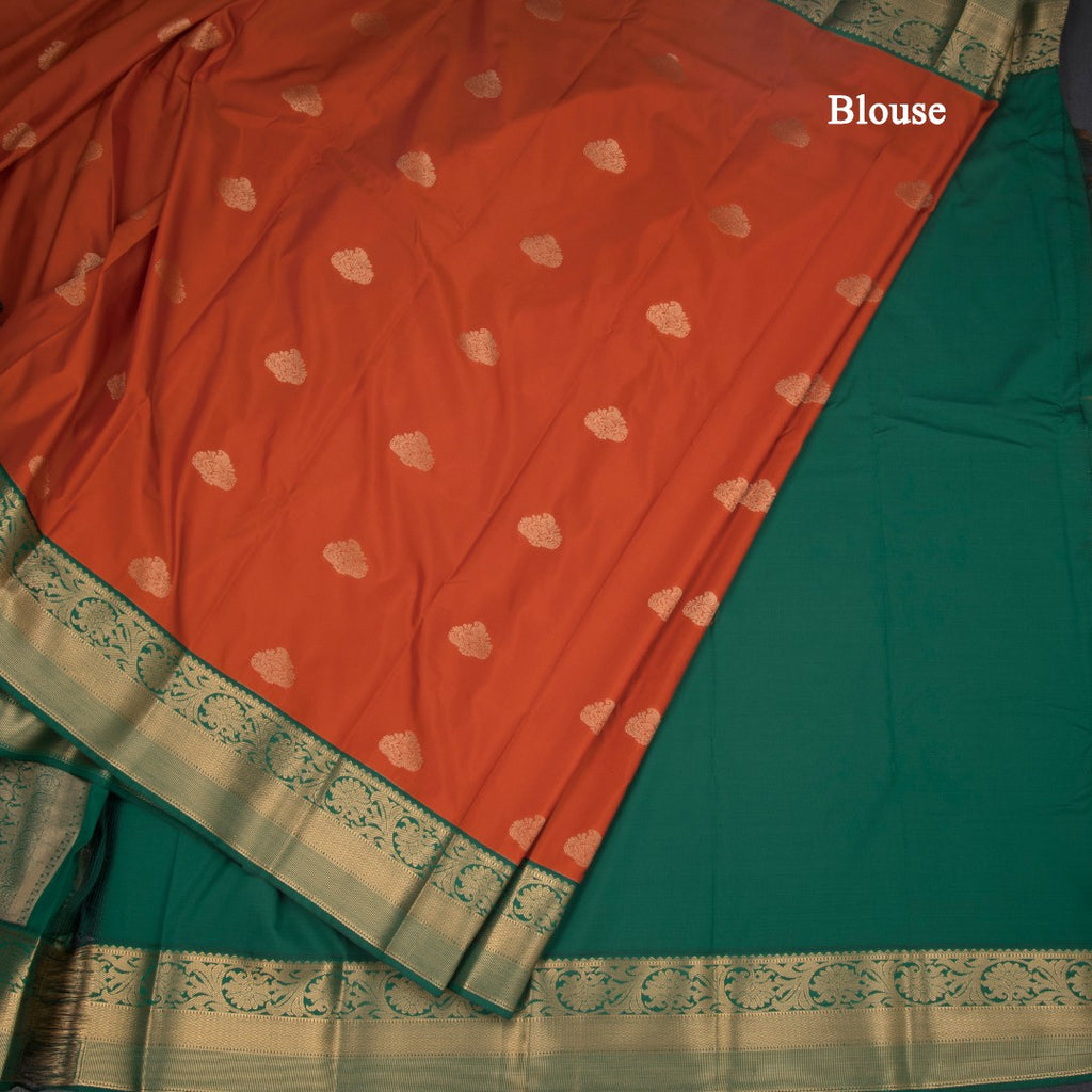 Art Silk Rust Orange Zari Worked Saree
