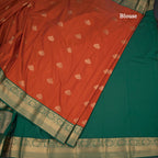 Art Silk Rust Orange Zari Worked Saree