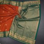 Art Silk Rust Orange Zari Worked Saree