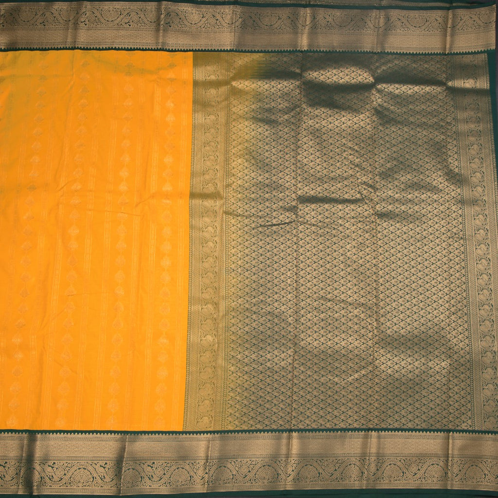 Art Silk Mango Yellow Zari Worked Saree 04