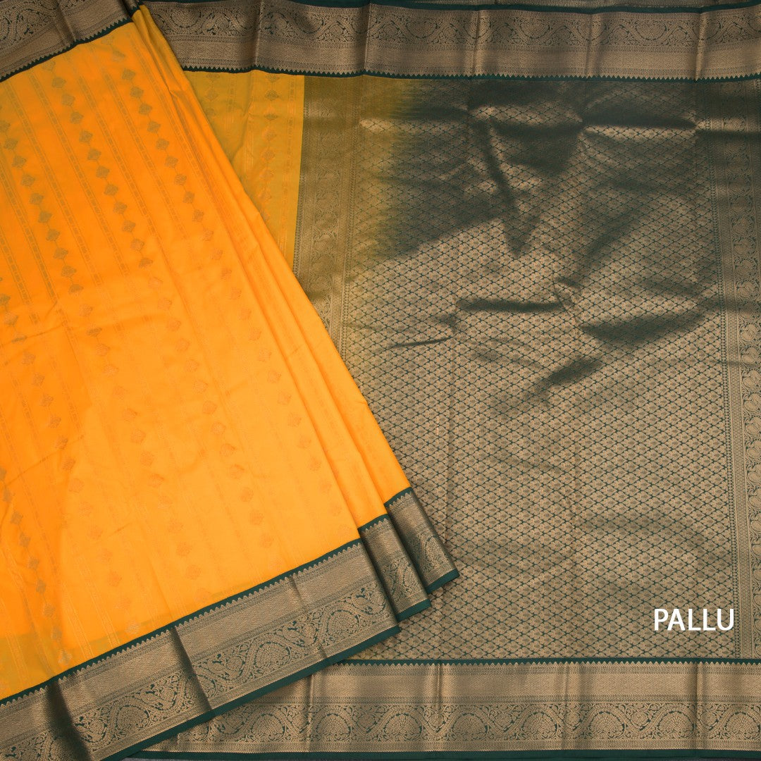 Art Silk Mango Yellow Zari Worked Saree 04