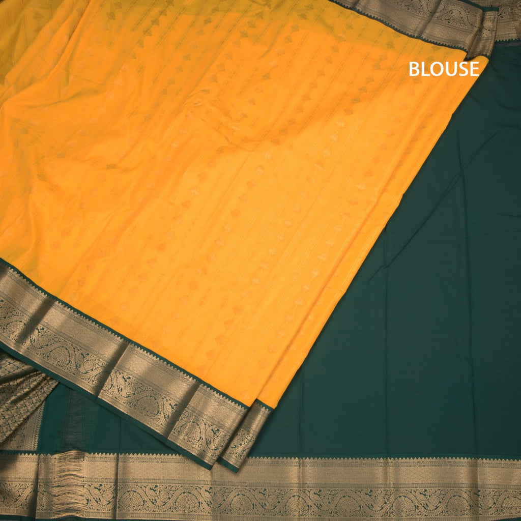 Art Silk Mango Yellow Zari Worked Saree 04