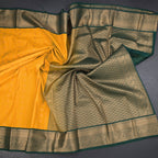 Art Silk Mango Yellow Zari Worked Saree 04