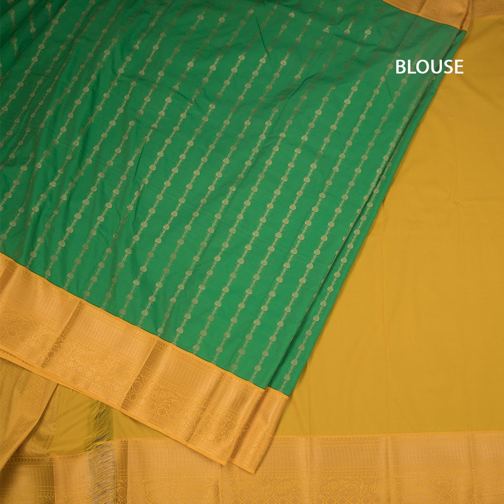 Art Silk Parrot Green Zari Worked Saree 03
