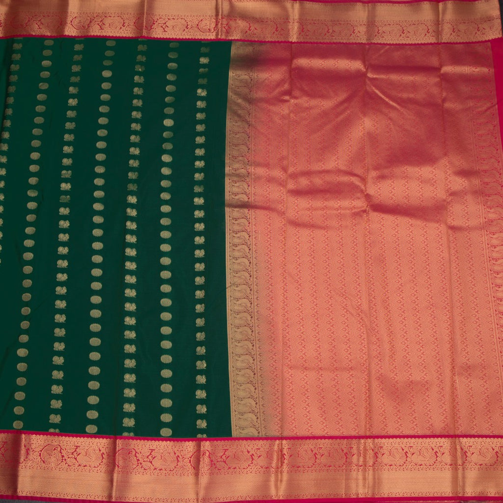Art Silk Bottle Green Zari Worked Saree 02
