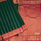 Art Silk Bottle Green Zari Worked Saree 02