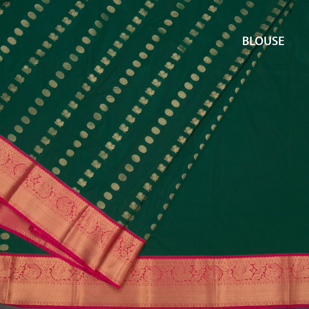 Art Silk Bottle Green Zari Worked Saree 02