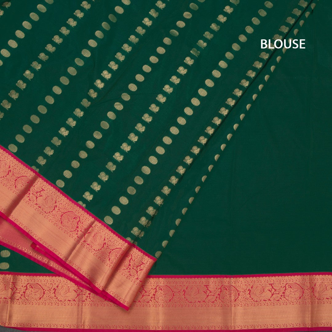 Art Silk Bottle Green Zari Worked Saree 02
