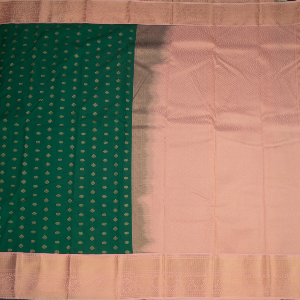 Art Silk Dark Green Zari Worked Saree 02