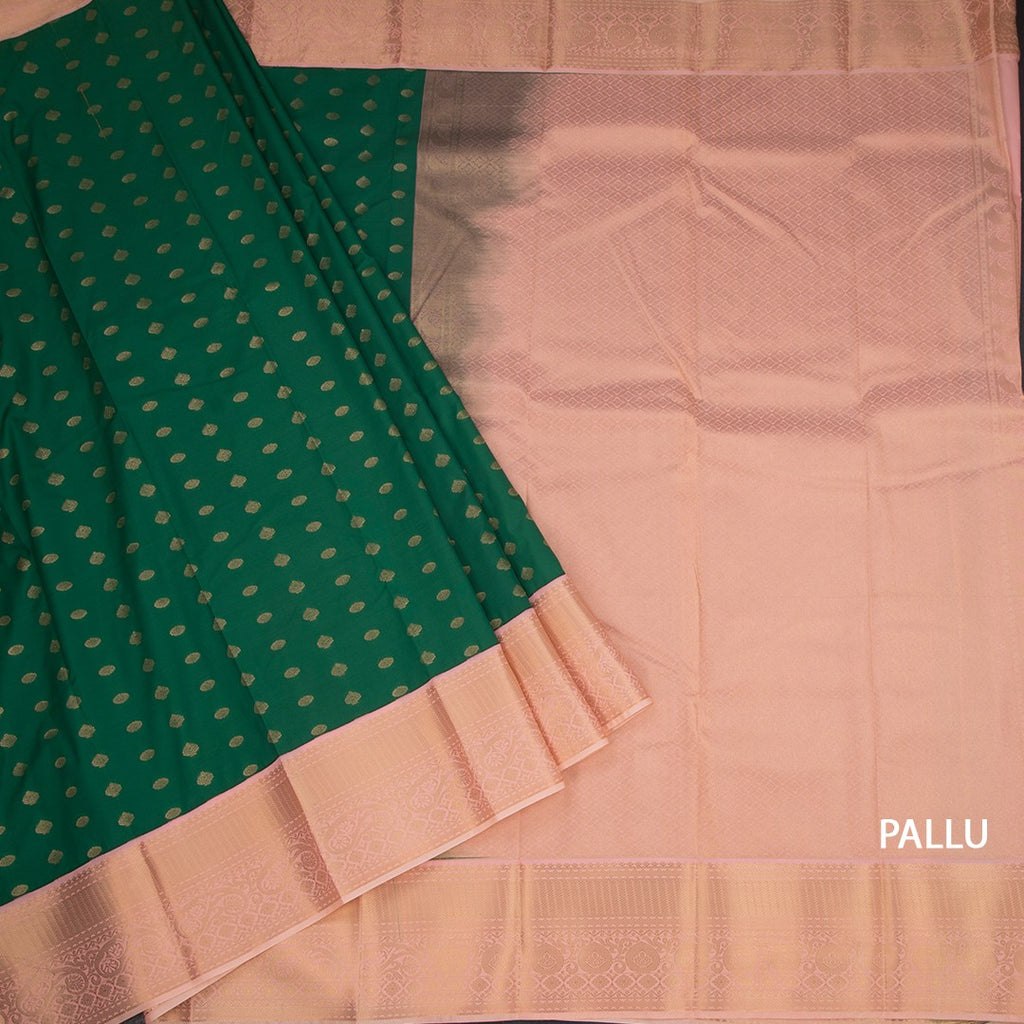 Art Silk Dark Green Zari Worked Saree 02