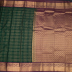 Art Silk Dark Green Zari Checked Saree