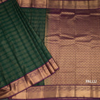 Art Silk Dark Green Zari Checked Saree