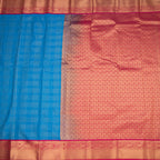 Art Silk Blue Zari Checked Saree