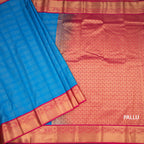 Art Silk Blue Zari Checked Saree