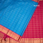 Art Silk Blue Zari Checked Saree
