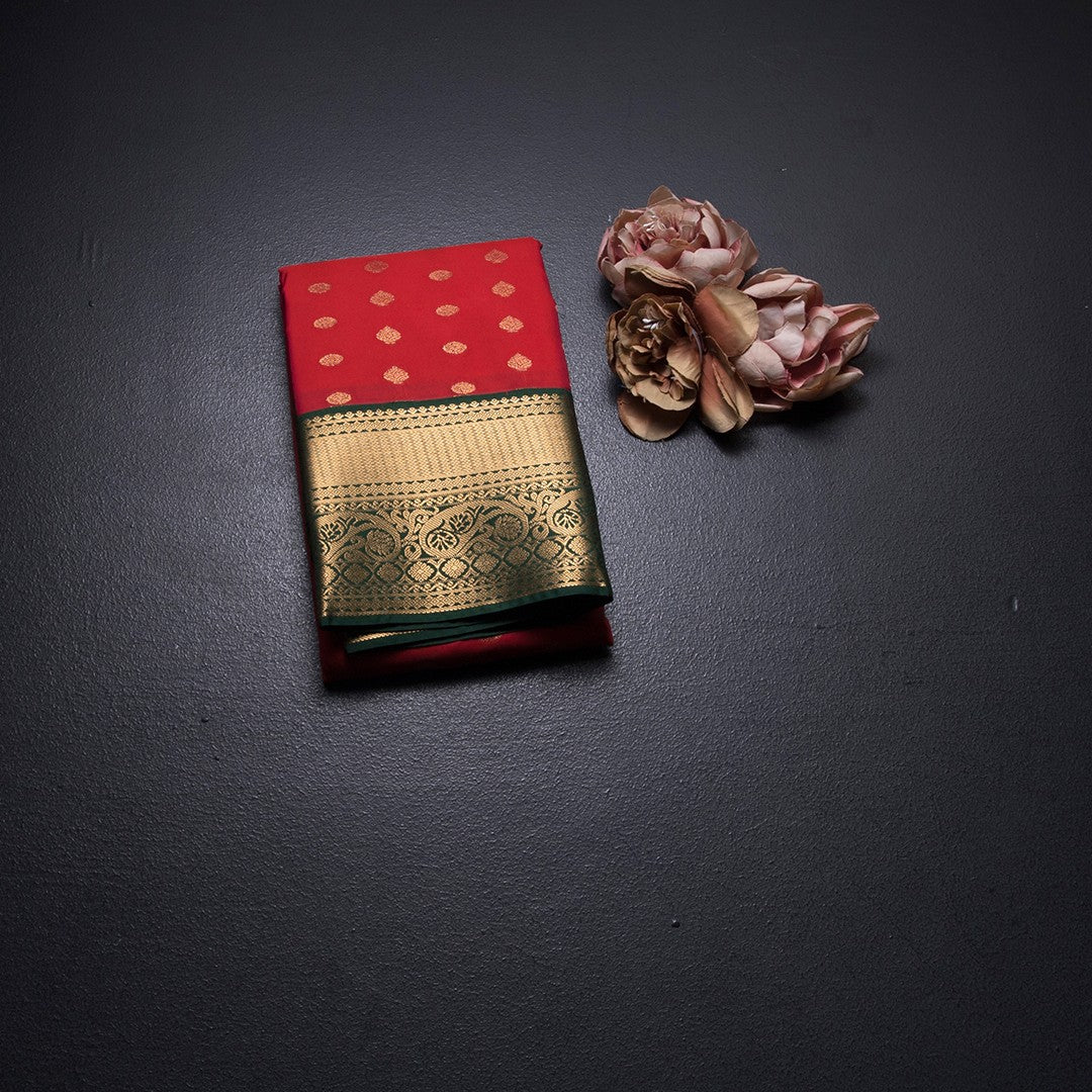 Art Silk Red Zari Worked Saree 03