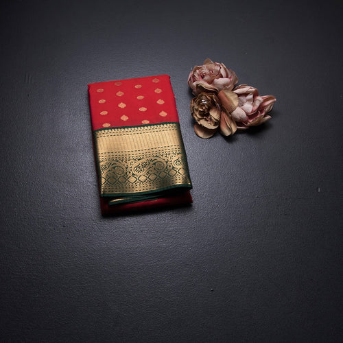 Art Silk Red Zari Worked Saree 03