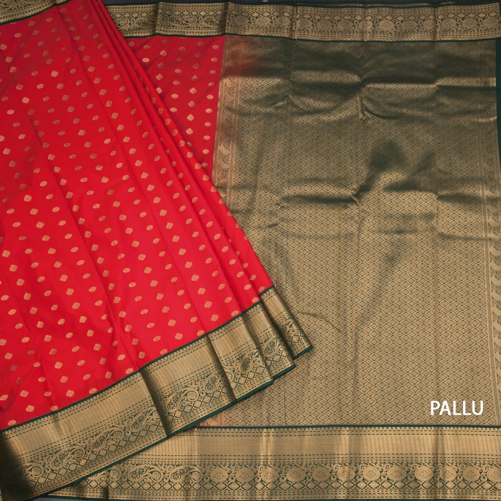 Art Silk Red Zari Worked Saree 03