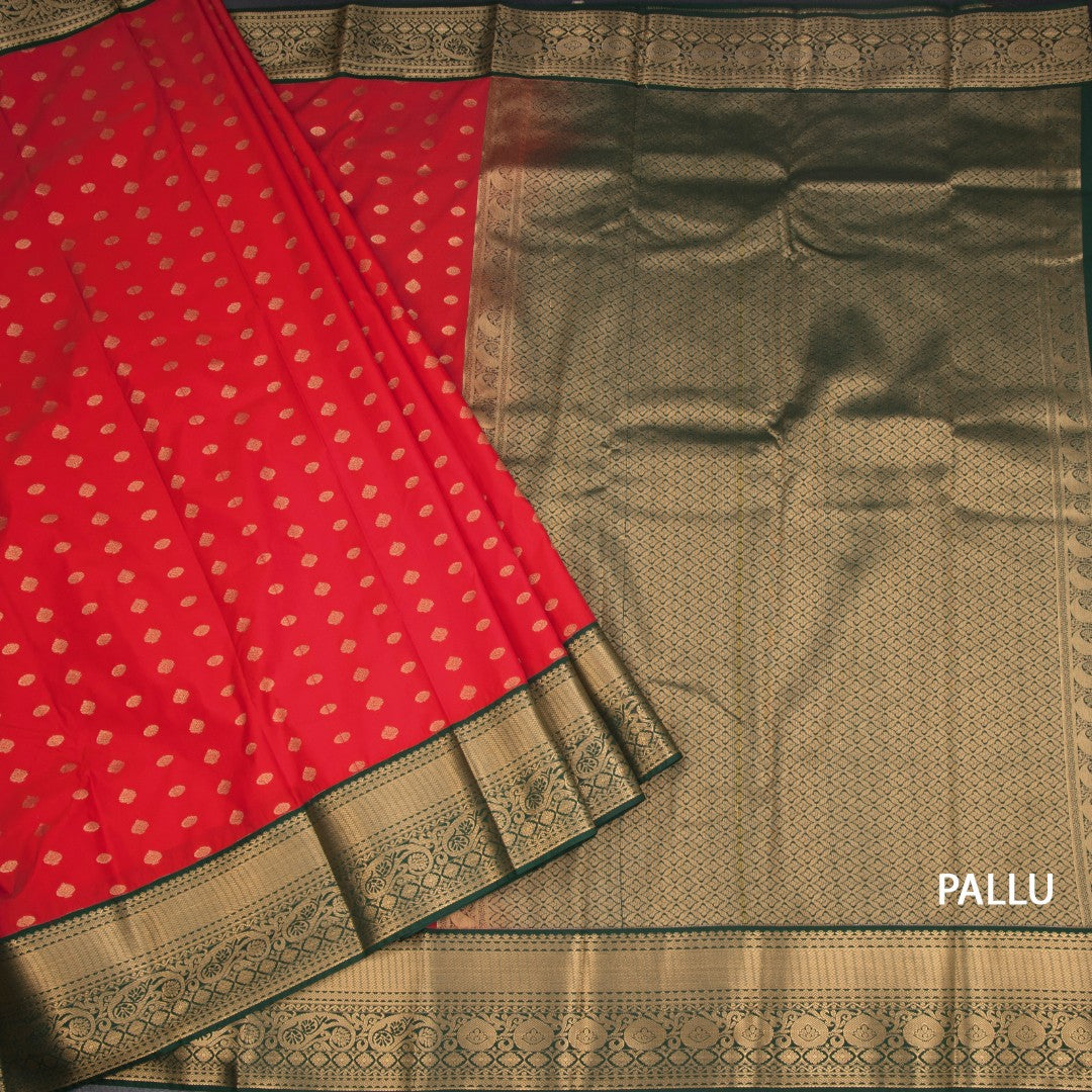 Art Silk Red Zari Worked Saree 03