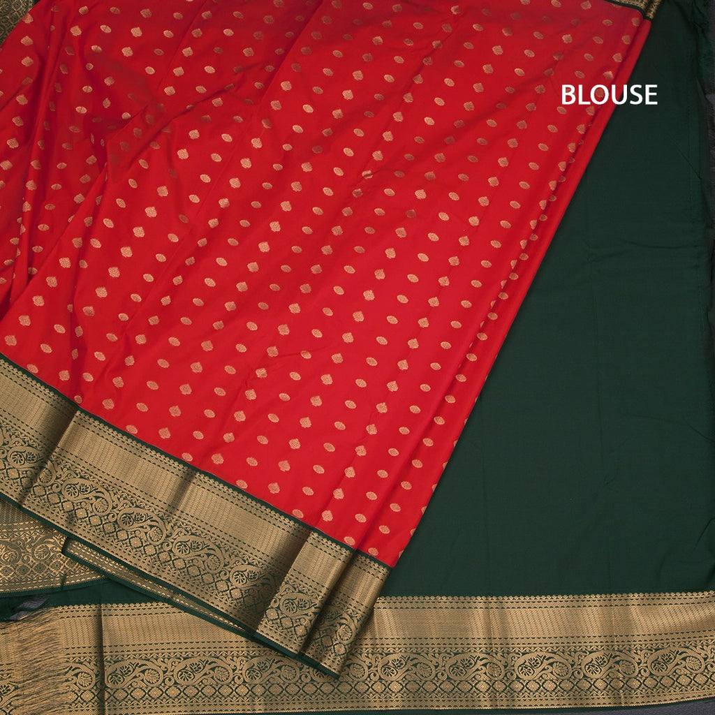 Art Silk Red Zari Worked Saree 03