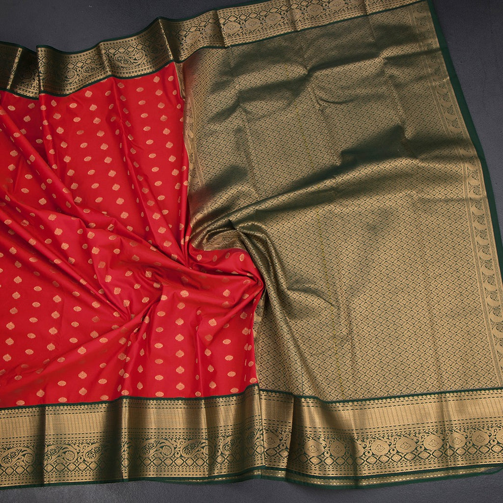 Art Silk Red Zari Worked Saree 03