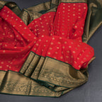 Art Silk Red Zari Worked Saree 03