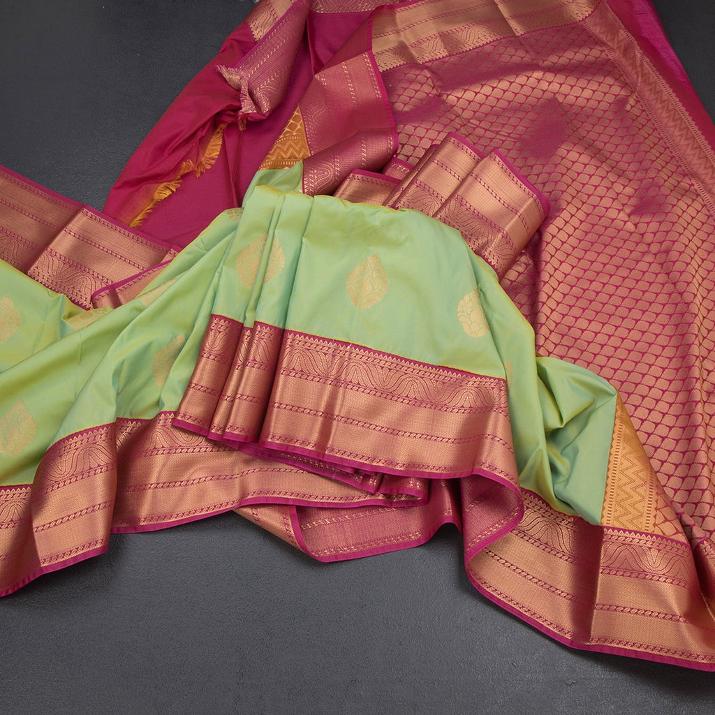 Art Silk Shot Colour Zari Worked Saree 06