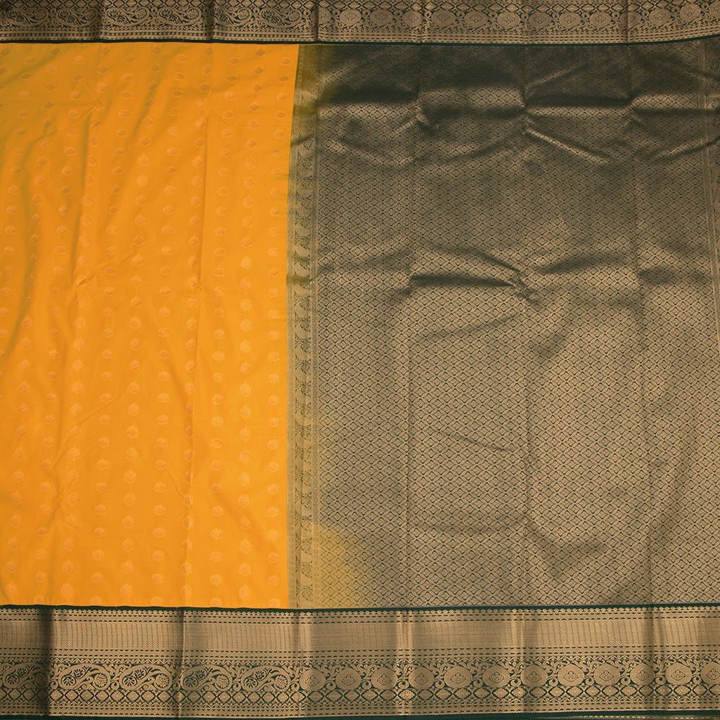 Art Silk Mango Yellow Zari Worked Saree 05