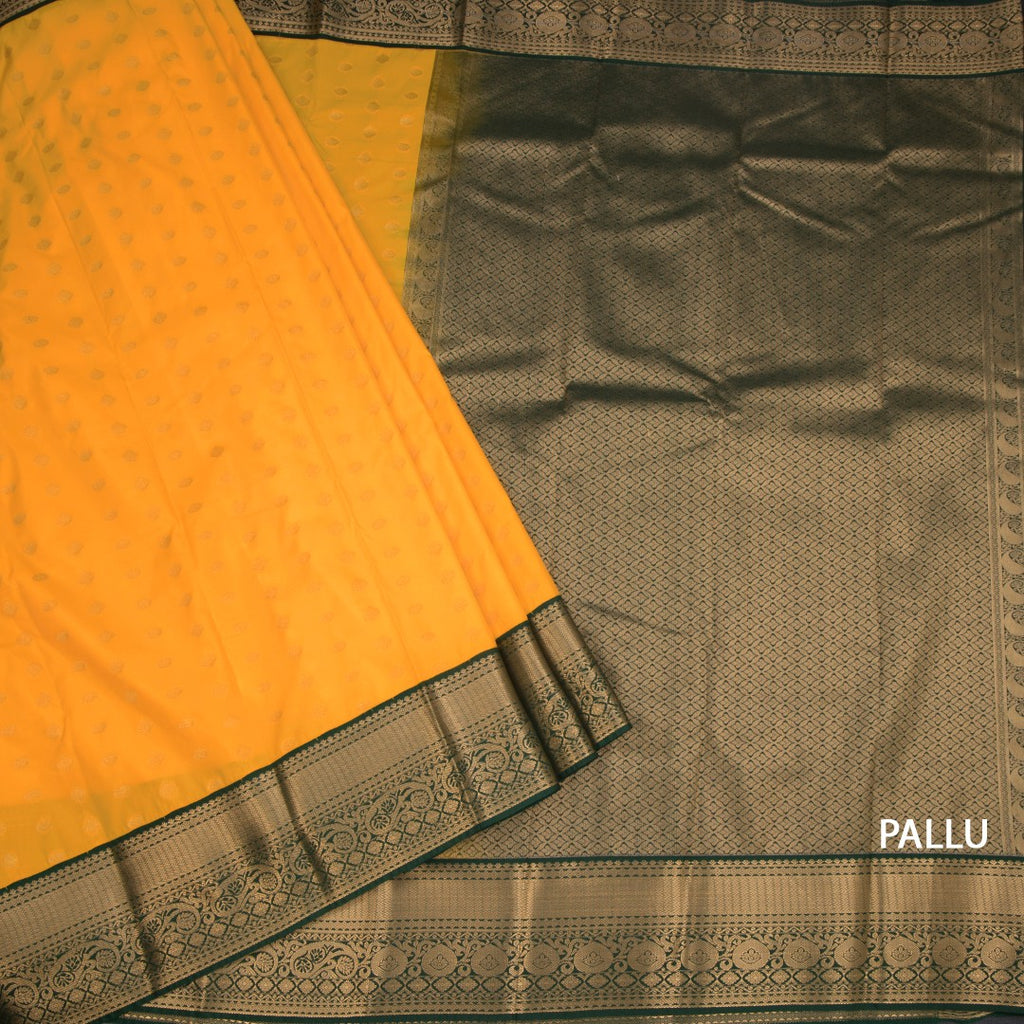 Art Silk Mango Yellow Zari Worked Saree 05