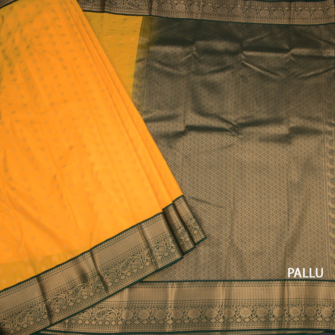 Art Silk Mango Yellow Zari Worked Saree 05