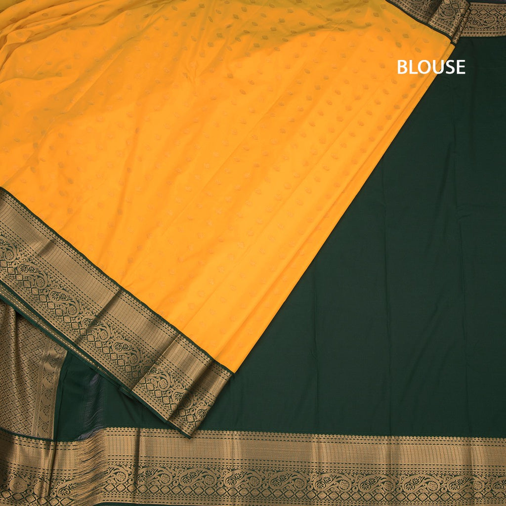 Art Silk Mango Yellow Zari Worked Saree 05