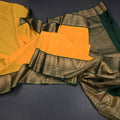 Art Silk Mango Yellow Zari Worked Saree 05