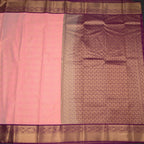 Art Silk Peach Zari Checked Saree