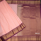 Art Silk Peach Zari Checked Saree