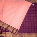Art Silk Peach Zari Checked Saree