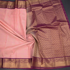 Art Silk Peach Zari Checked Saree