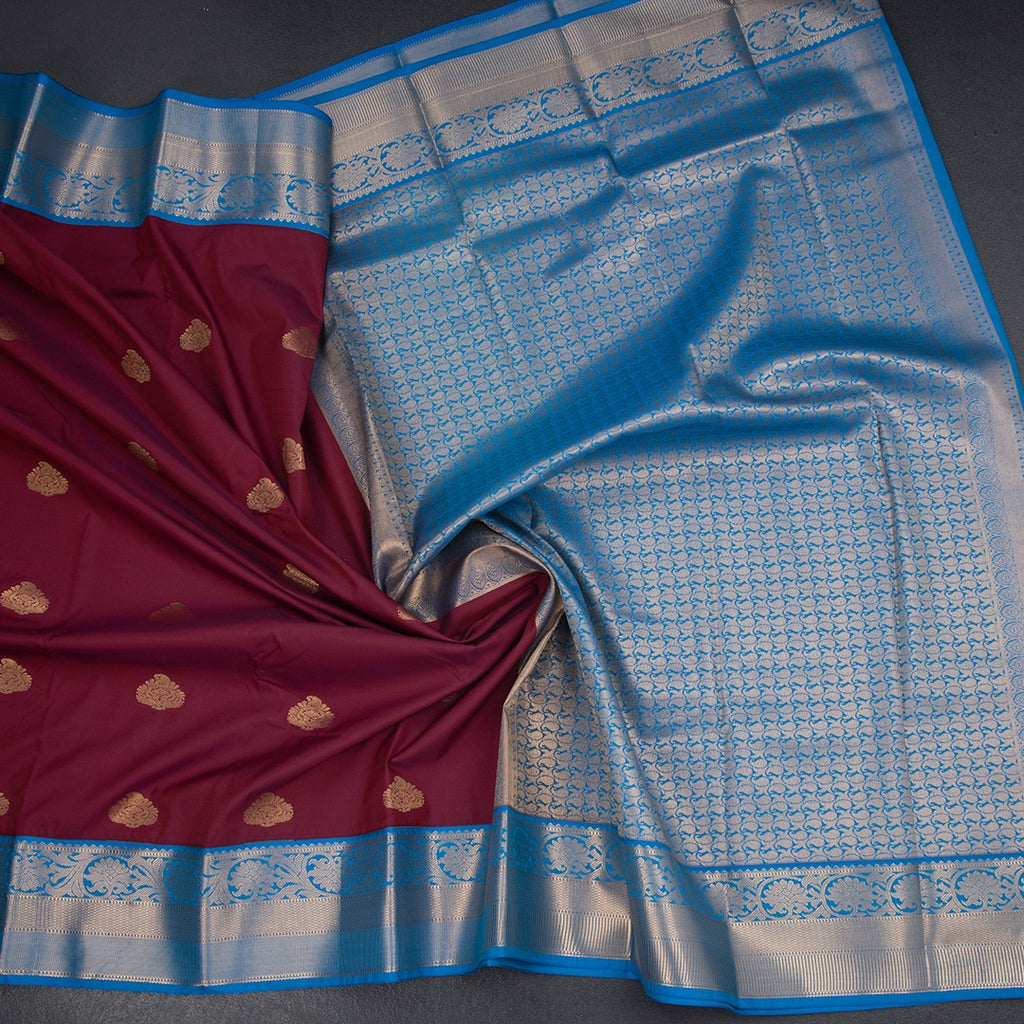 Art Silk Maroon Zari Worked Saree 04