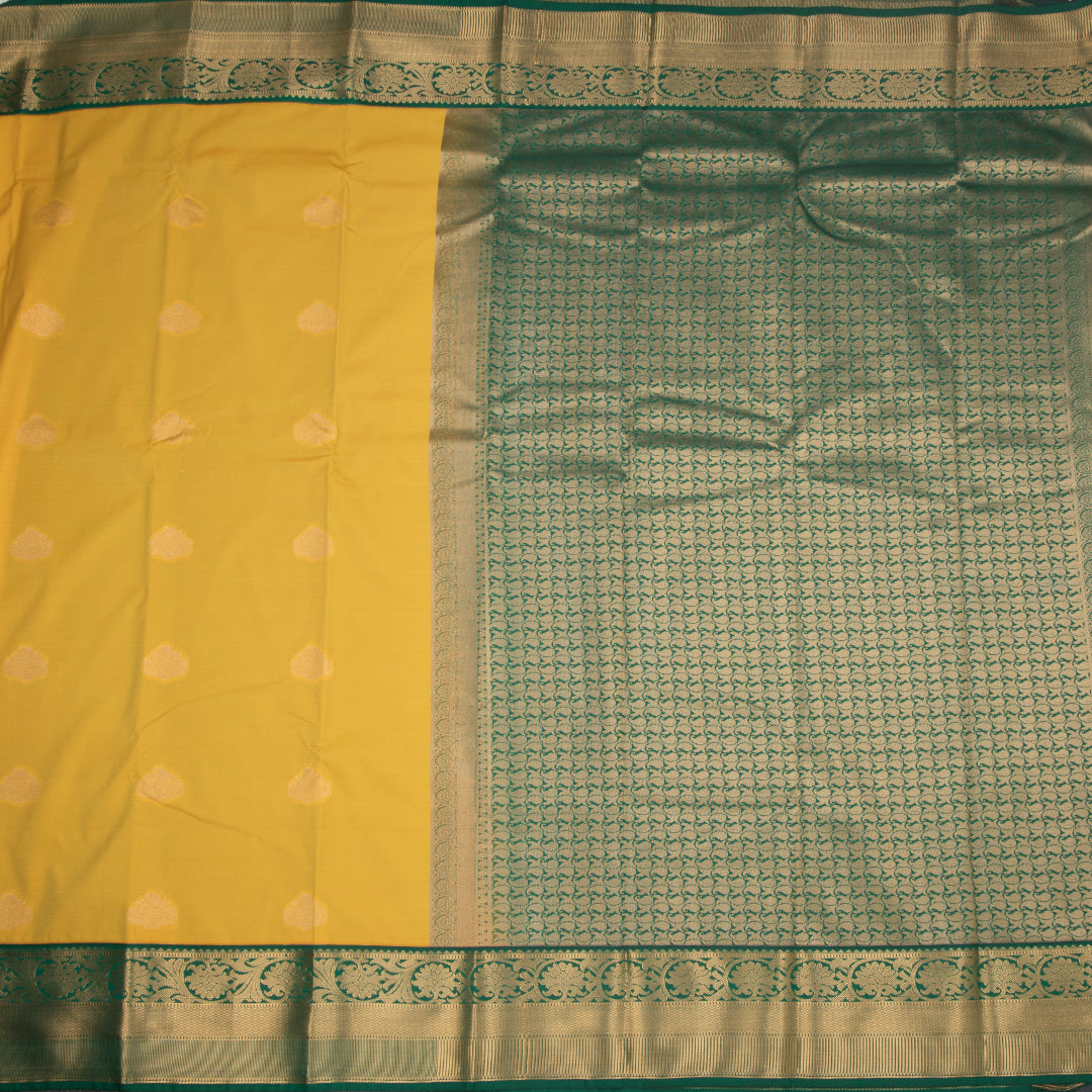 Art Silk Mango Yellow Zari Worked Saree 06