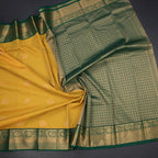 Art Silk Mango Yellow Zari Worked Saree 06