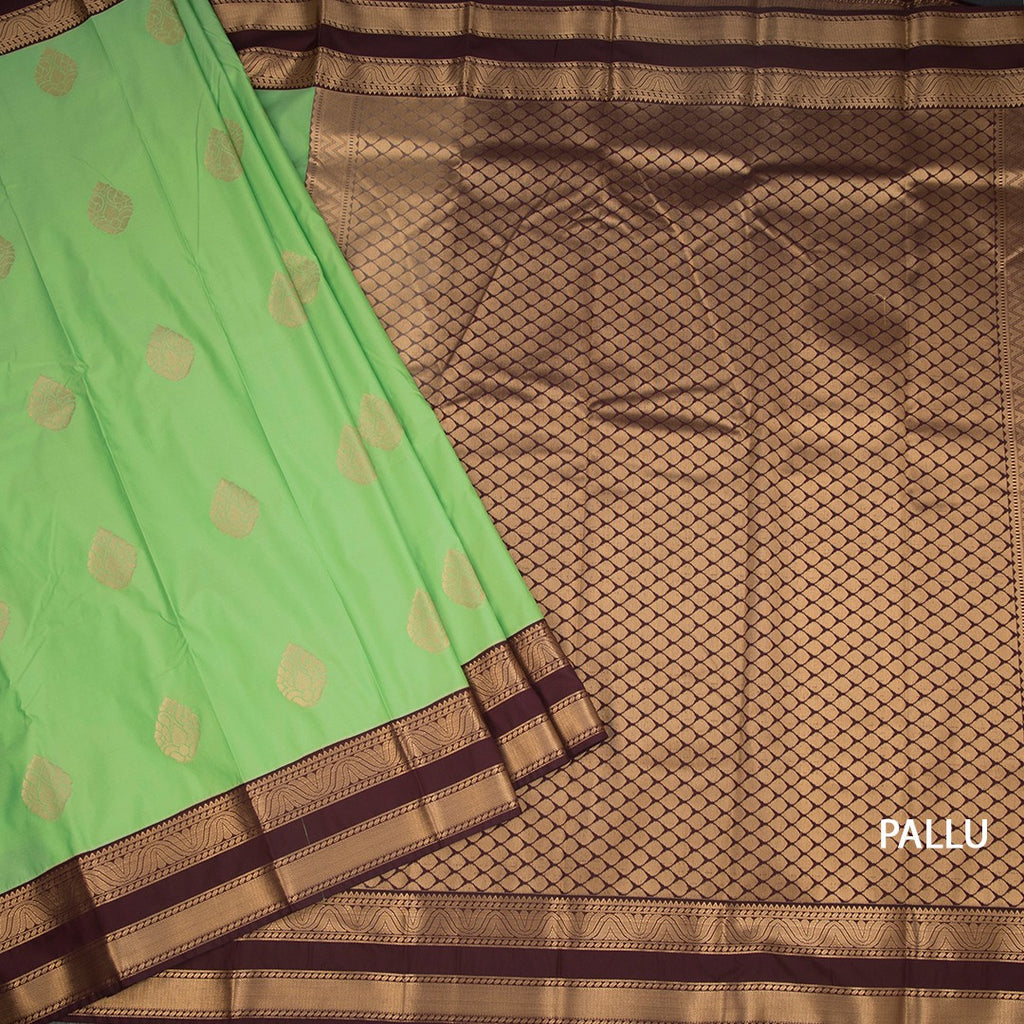 Art Silk Light Green Zari Worked Saree